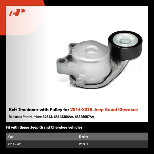 Belt Tensioner with Pulley for 2014-2018 Jeep Grand Cherokee