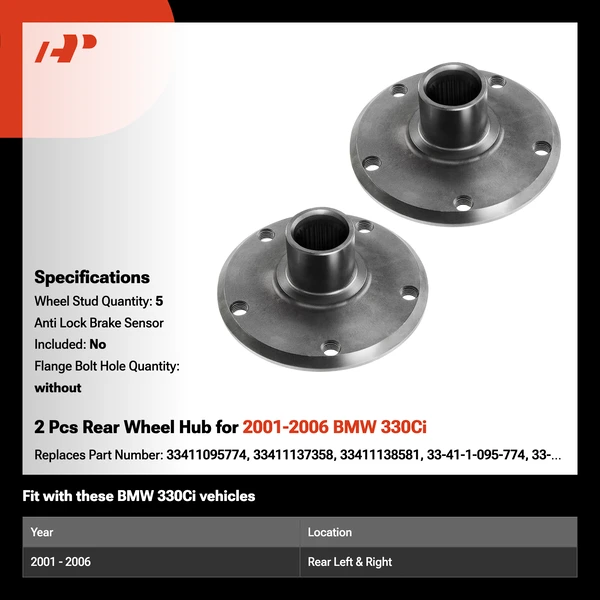 2 Pcs Rear Wheel Hub for 2001-2006 BMW 330Ci