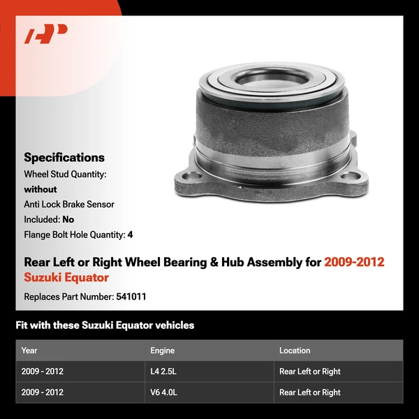 Rear Left or Right Wheel Bearing & Hub Assembly for 2009-2012 Suzuki Equator