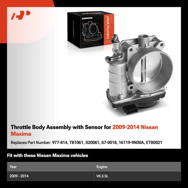 Throttle Body Assembly with Sensor for 2009-2014 Nissan Maxima