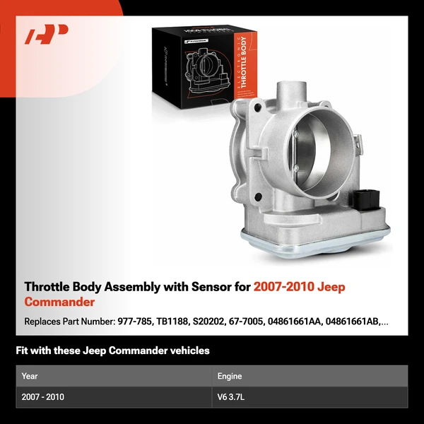 Throttle Body Assembly with Sensor for 2007-2010 Jeep Commander