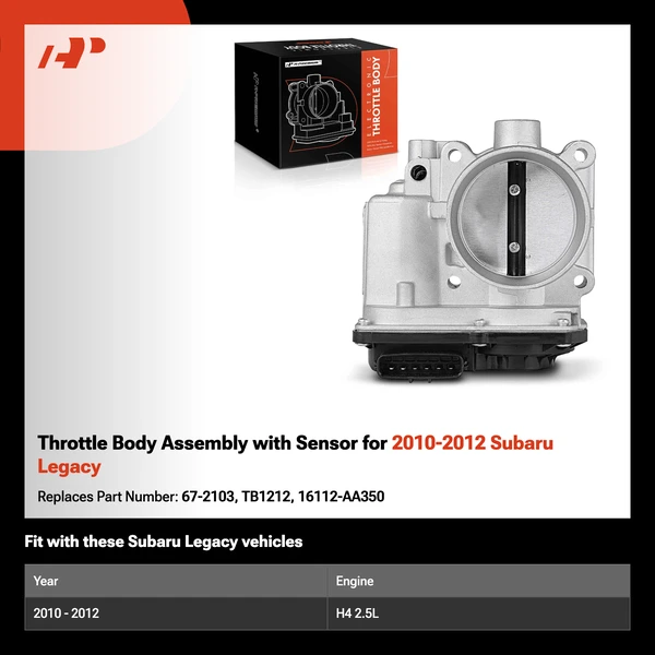 Throttle Body Assembly with Sensor for 2010-2012 Subaru Legacy