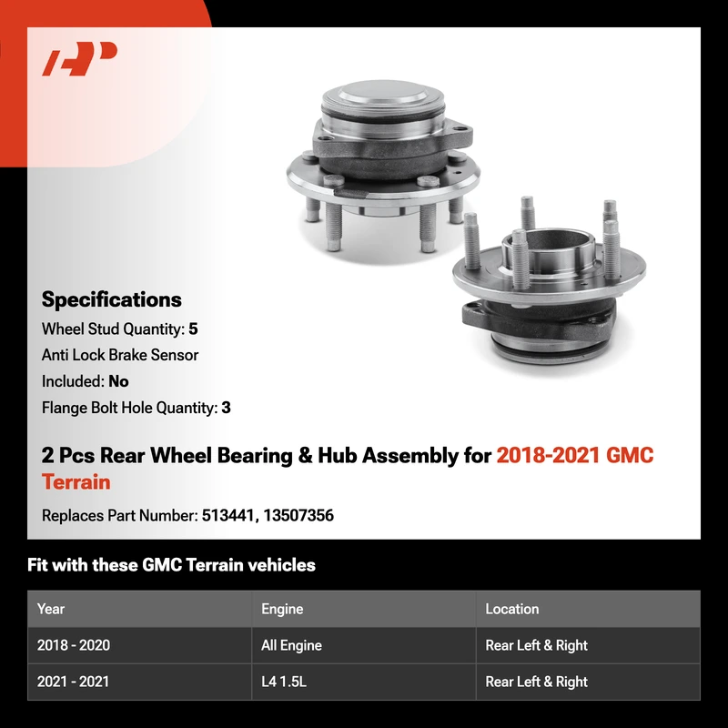 2 Pcs Rear Wheel Bearing & Hub Assembly for 2018-2021 GMC Terrain