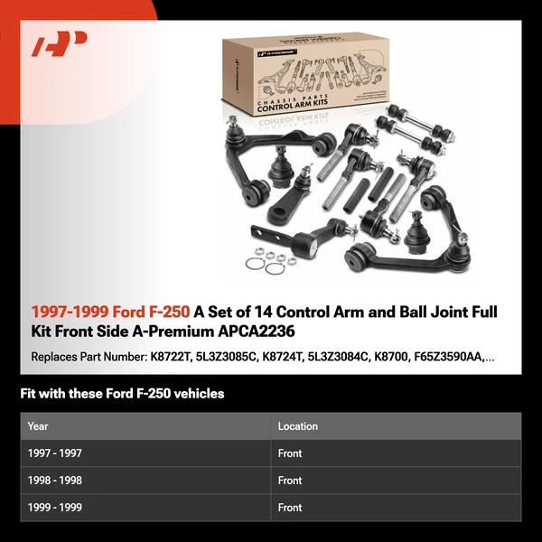 1997-1999 Ford F-250 A Set of 14 Control Arm and Ball Joint Full Kit Front Side A-Premium APCA2236