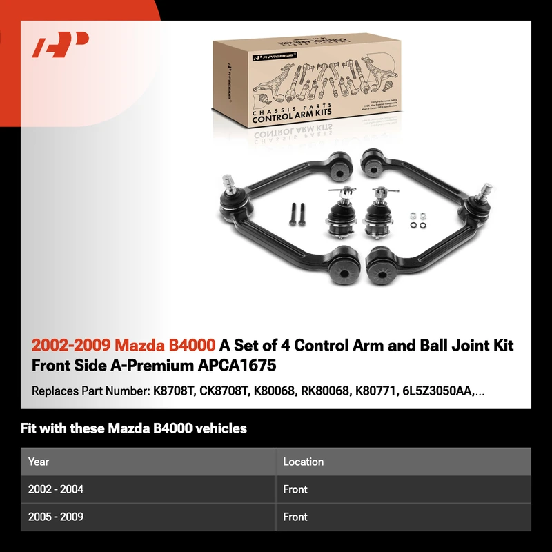 2002-2009 Mazda B4000 A Set of 4 Control Arm and Ball Joint Kit Front Side A-Premium APCA1675