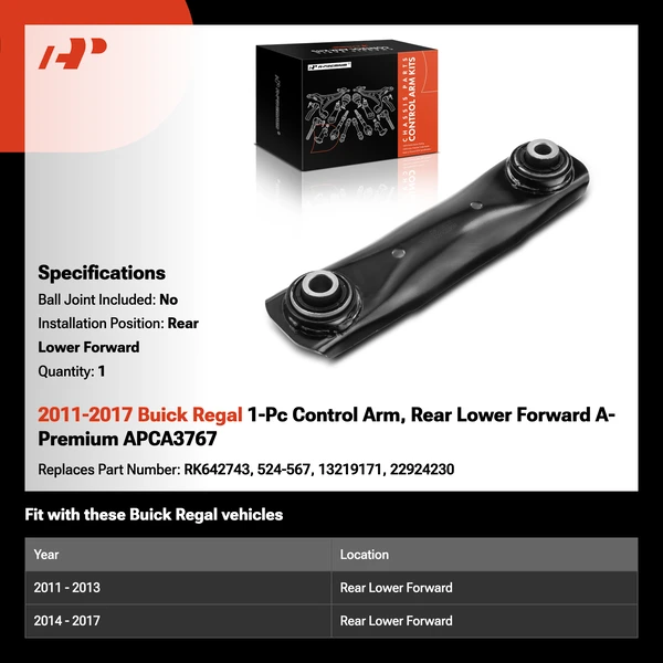 2011-2017 Buick Regal 1-Pc Control Arm, Rear Lower Forward A-Premium APCA3767