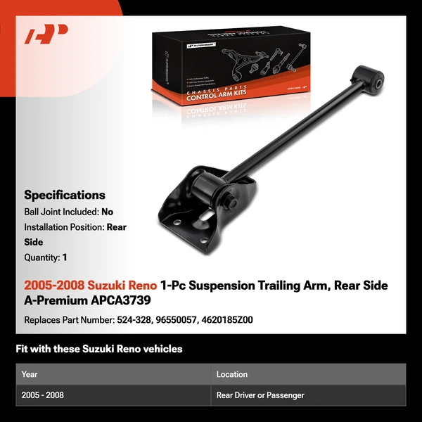 2005-2008 Suzuki Reno 1-Pc Suspension Trailing Arm, Rear Side A-Premium APCA3739