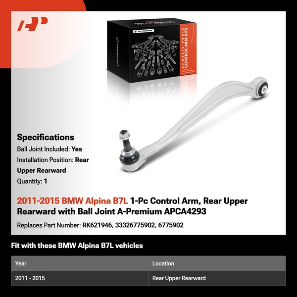 2011-2015 BMW Alpina B7L 1-Pc Control Arm, Rear Upper Rearward with Ball Joint A-Premium APCA4293