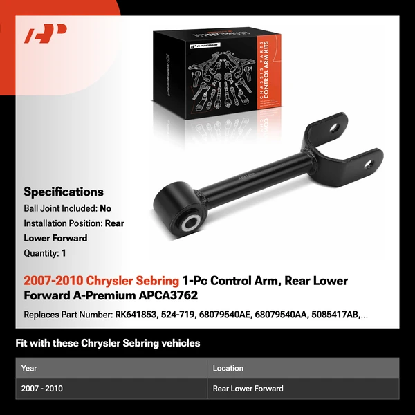 2007-2010 Chrysler Sebring 1-Pc Control Arm, Rear Lower Forward A-Premium APCA3762