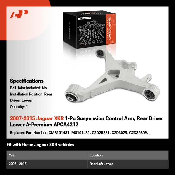 2007-2015 Jaguar XKR 1-Pc Suspension Control Arm, Rear Driver Lower A-Premium APCA4212