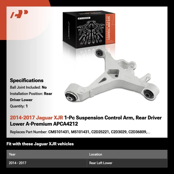2014-2017 Jaguar XJR 1-Pc Suspension Control Arm, Rear Driver Lower A-Premium APCA4212