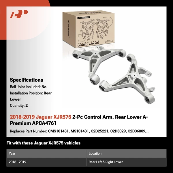 2018-2019 Jaguar XJR575 2-Pc Control Arm, Rear Lower A-Premium APCA4761
