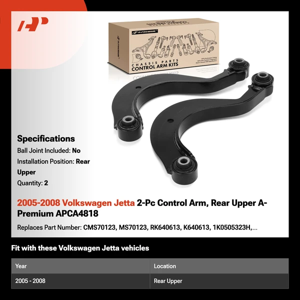 2005-2008 Volkswagen Jetta 2-Pc Control Arm, Rear Upper A-Premium APCA4818