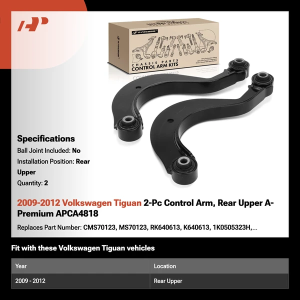 2009-2012 Volkswagen Tiguan 2-Pc Control Arm, Rear Upper A-Premium APCA4818