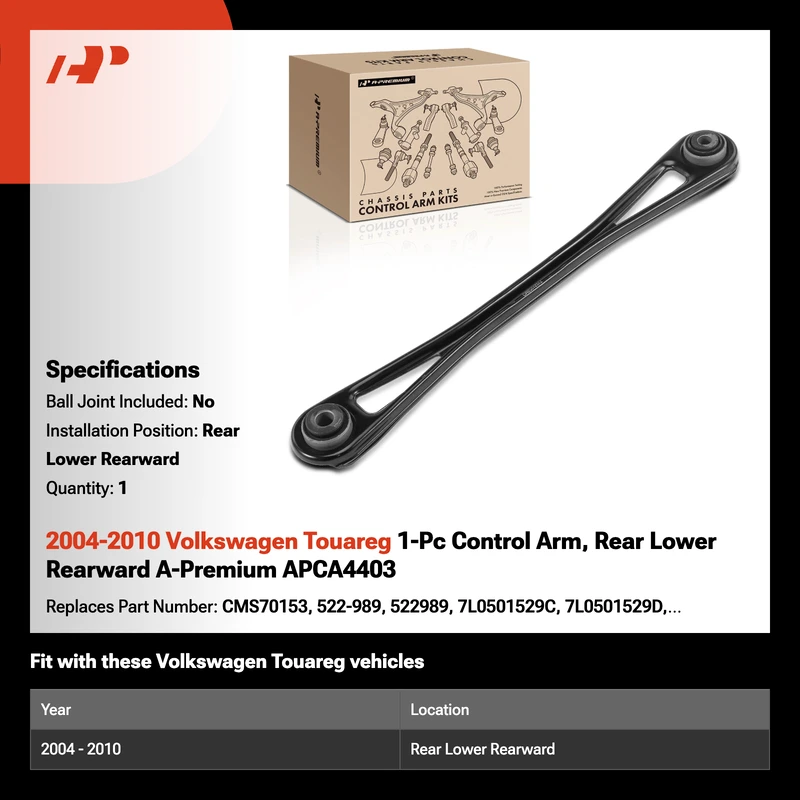 2004-2010 Volkswagen Touareg 1-Pc Control Arm, Rear Lower Rearward A-Premium APCA4403