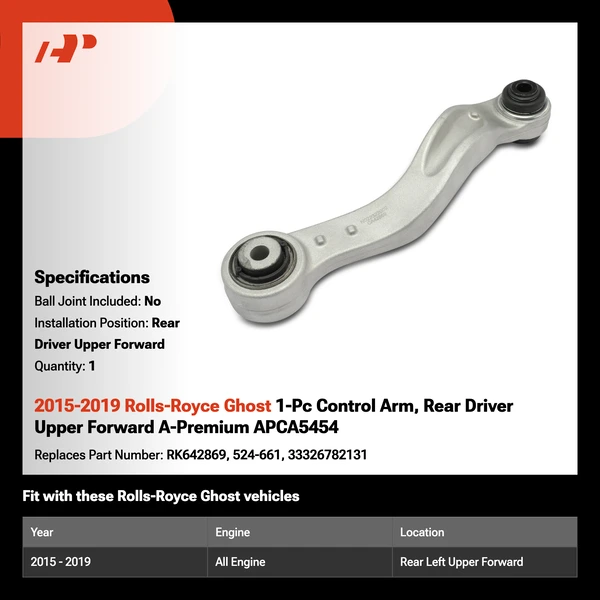 2015-2019 Rolls-Royce Ghost 1-Pc Control Arm, Rear Driver Upper Forward A-Premium APCA5454
