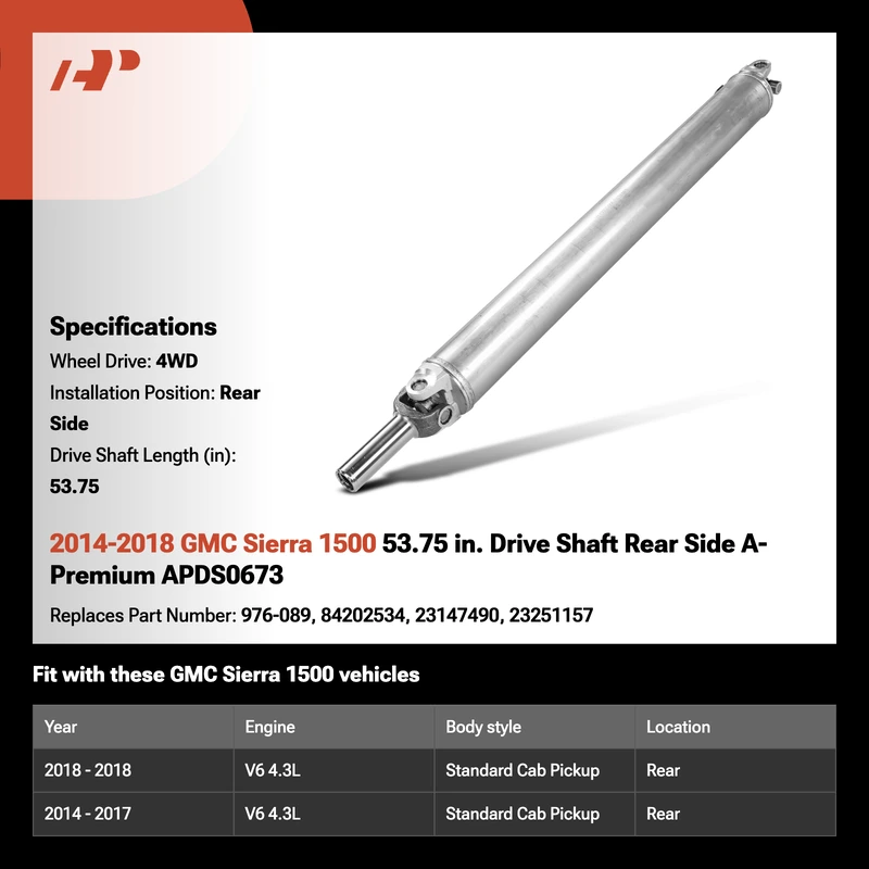 2014-2018 GMC Sierra 1500 53.75 in. Drive Shaft Rear Side A-Premium APDS0673