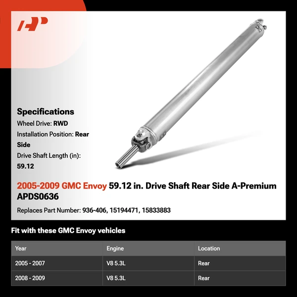 2005-2009 GMC Envoy 59.12 in. Drive Shaft Rear Side A-Premium APDS0636