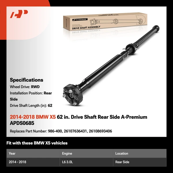 2014-2018 BMW X5 62 in. Drive Shaft Rear Side A-Premium APDS0685