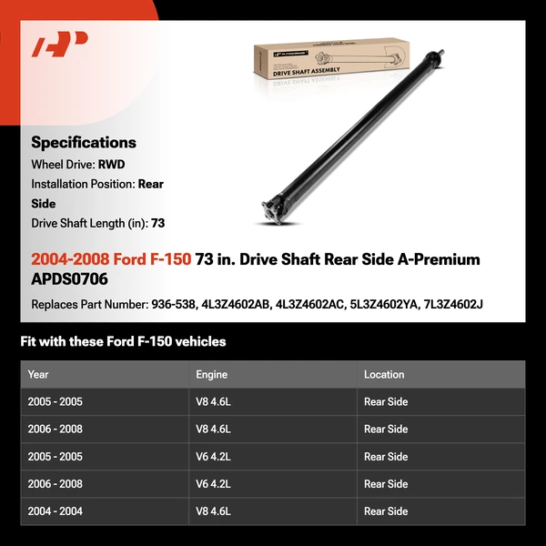 2004-2008 Ford F-150 73 in. Drive Shaft Rear Side A-Premium APDS0706