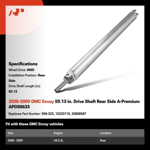 2008-2009 GMC Envoy 59.13 in. Drive Shaft Rear Side A-Premium APDS0633