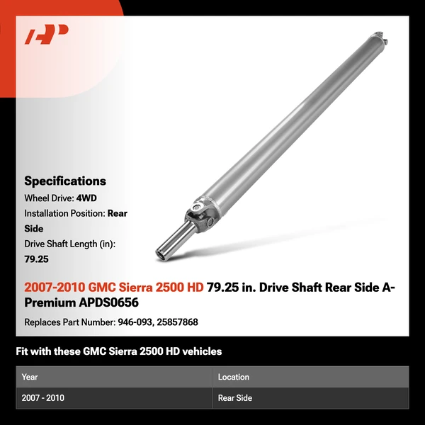 2007-2010 GMC Sierra 2500 HD 79.25 in. Drive Shaft Rear Side A-Premium APDS0656