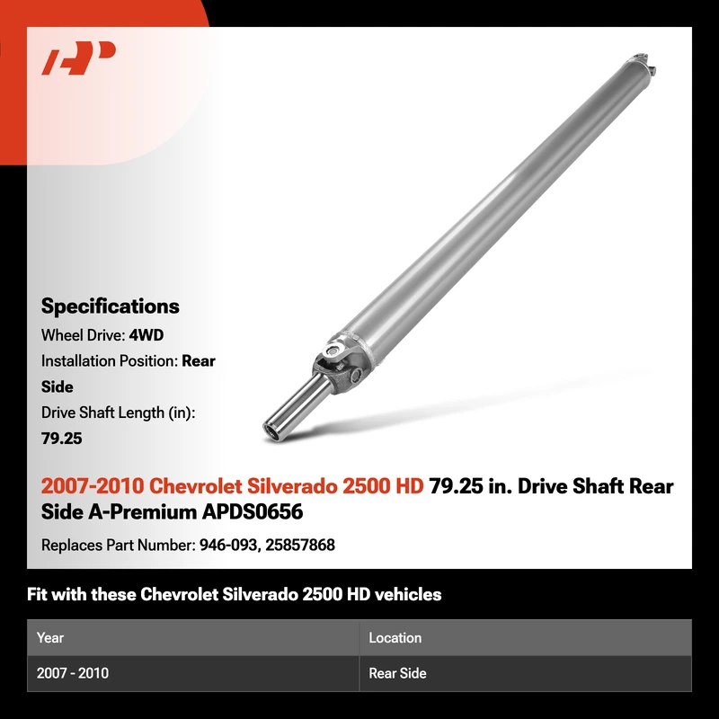 2007-2010 Chevrolet Silverado 2500 HD 79.25 in. Drive Shaft Rear Side A-Premium APDS0656