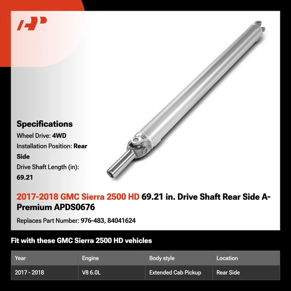 2017-2018 GMC Sierra 2500 HD 69.21 in. Drive Shaft Rear Side A-Premium APDS0676