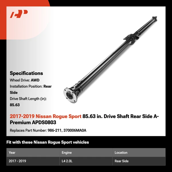 2017-2019 Nissan Rogue Sport 85.63 in. Drive Shaft Rear Side A-Premium APDS0803