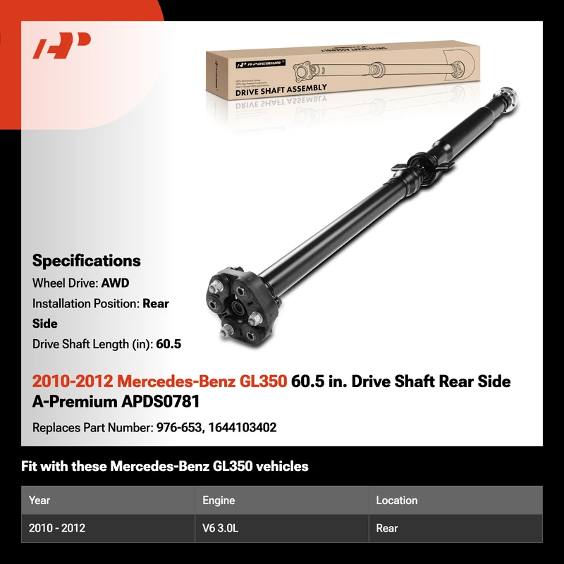 2010-2012 Mercedes-Benz GL350 60.5 in. Drive Shaft Rear Side A-Premium APDS0781