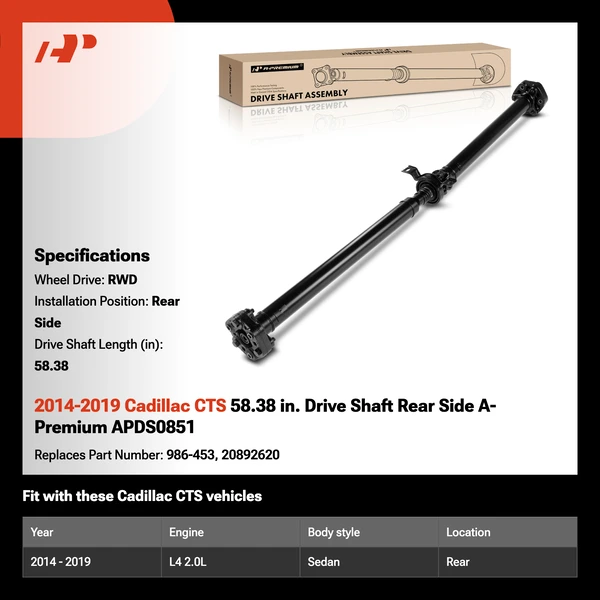 2014-2019 Cadillac CTS 58.38 in. Drive Shaft Rear Side A-Premium APDS0851