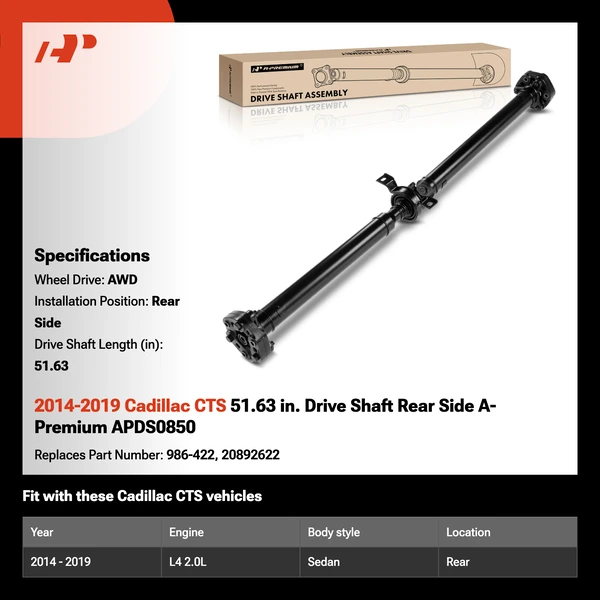 2014-2019 Cadillac CTS 51.63 in. Drive Shaft Rear Side A-Premium APDS0850