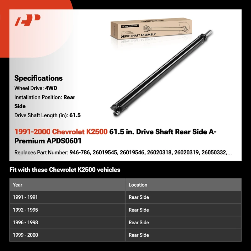 1991-2000 Chevrolet K2500 61.5 in. Drive Shaft Rear Side A-Premium APDS0601