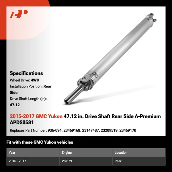 2015-2017 GMC Yukon 47.12 in. Drive Shaft Rear Side A-Premium APDS0581