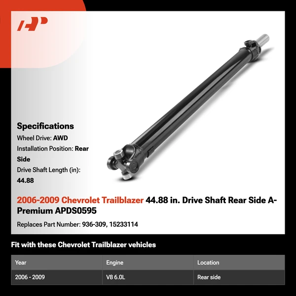 2006-2009 Chevrolet Trailblazer 44.88 in. Drive Shaft Rear Side A-Premium APDS0595