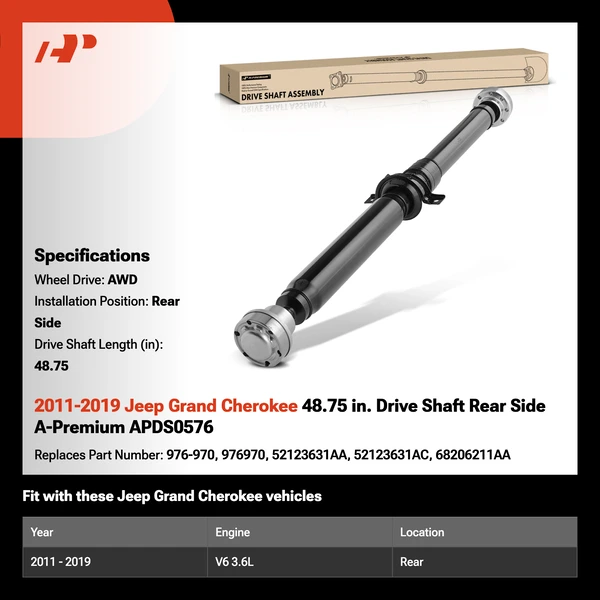 2011-2019 Jeep Grand Cherokee 48.75 in. Drive Shaft Rear Side A-Premium APDS0576