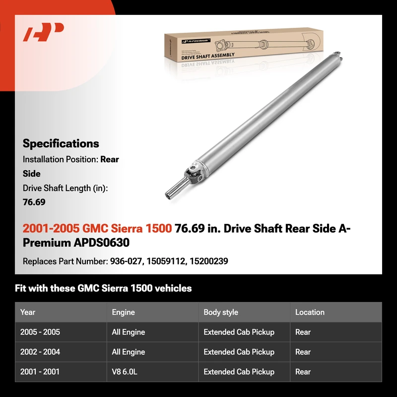 2001-2005 GMC Sierra 1500 76.69 in. Drive Shaft Rear Side A-Premium APDS0630