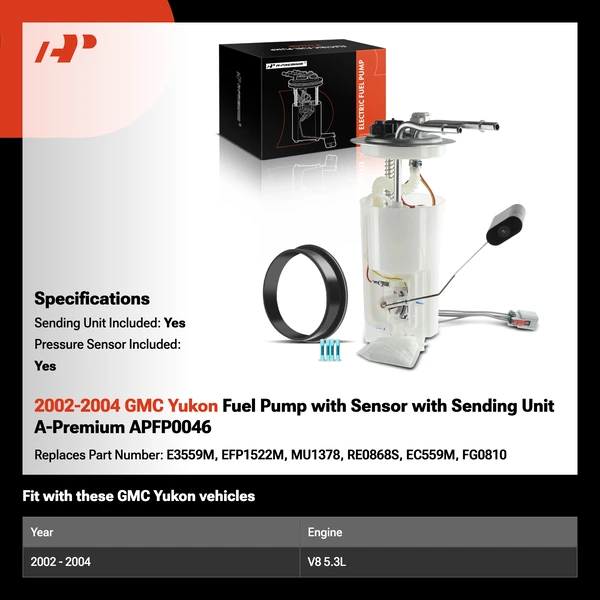 2002-2004 GMC Yukon Fuel Pump with Sensor with Sending Unit A-Premium APFP0046