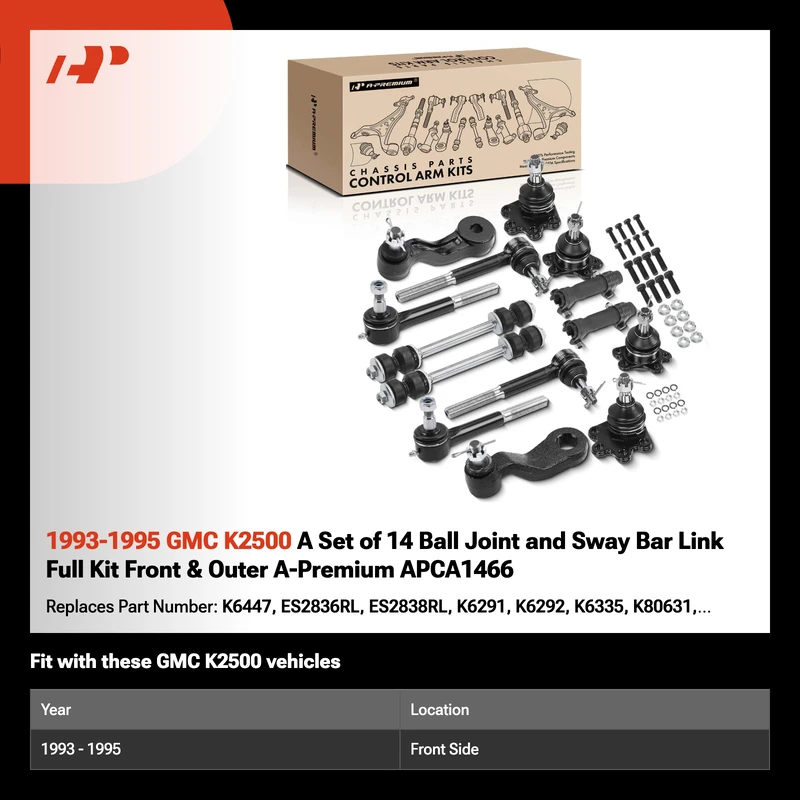 1993-1995 GMC K2500 A Set of 14 Ball Joint and Sway Bar Link Full Kit Front & Outer A-Premium APCA1466