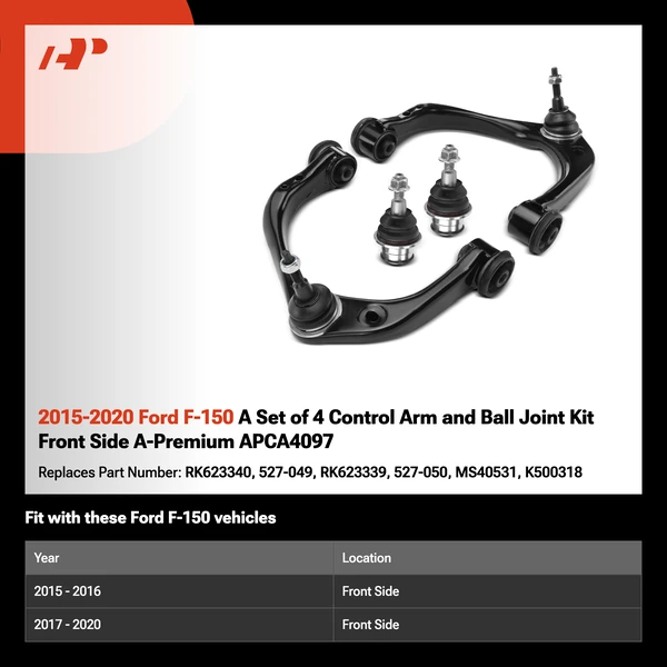 2015-2020 Ford F-150 A Set of 4 Control Arm and Ball Joint Kit Front Side A-Premium APCA4097