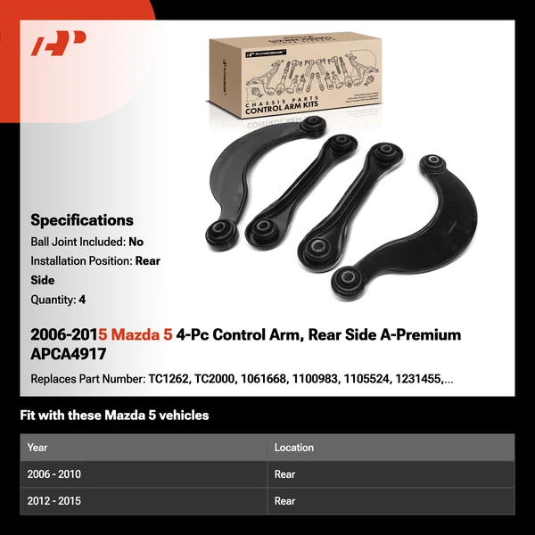 2006-2015 Mazda 5 4-Pc Control Arm, Rear Side A-Premium APCA4917