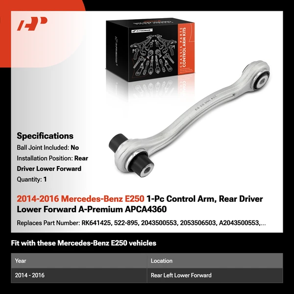 2014-2016 Mercedes-Benz E250 1-Pc Control Arm, Rear Driver Lower Forward A-Premium APCA4360