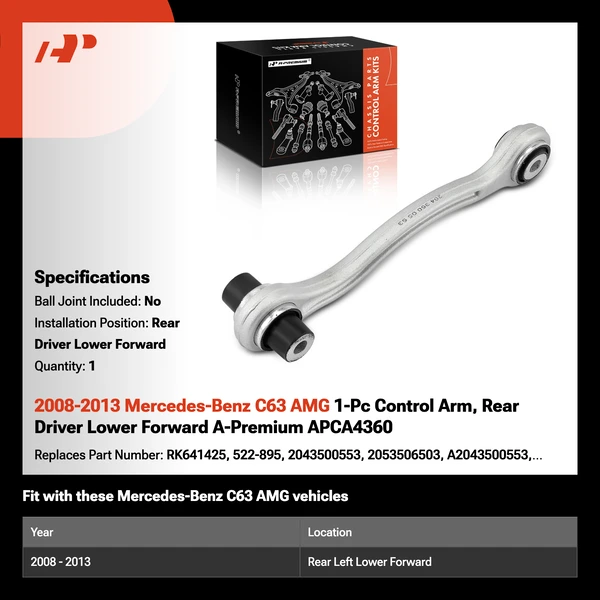 2008-2013 Mercedes-Benz C63 AMG 1-Pc Control Arm, Rear Driver Lower Forward A-Premium APCA4360