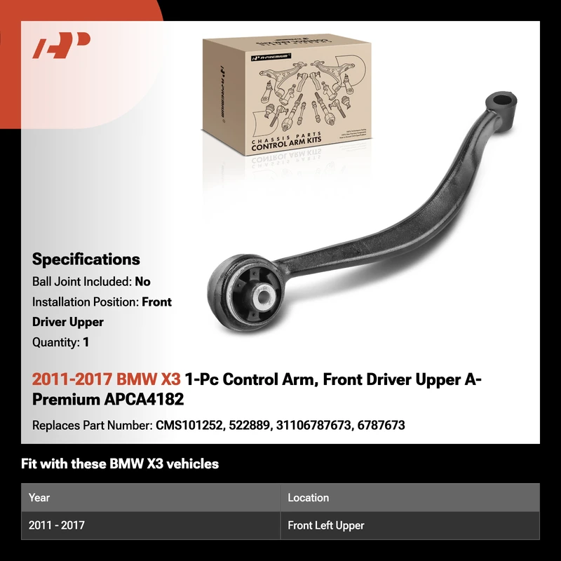 2011-2017 BMW X3 1-Pc Control Arm, Front Driver Upper A-Premium APCA4182