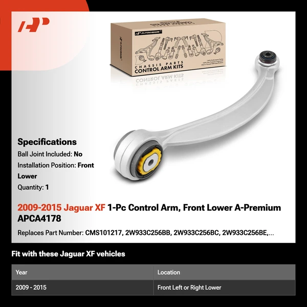 2009-2015 Jaguar XF 1-Pc Control Arm, Front Lower A-Premium APCA4178