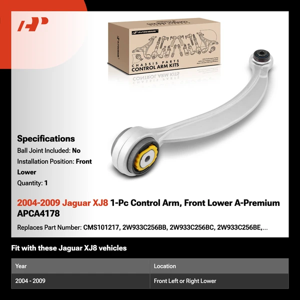 2004-2009 Jaguar XJ8 1-Pc Control Arm, Front Lower A-Premium APCA4178