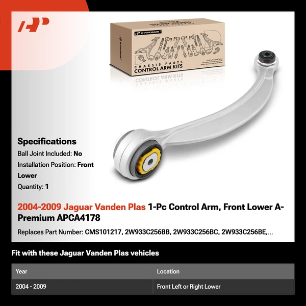 2004-2009 Jaguar Vanden Plas 1-Pc Control Arm, Front Lower A-Premium APCA4178