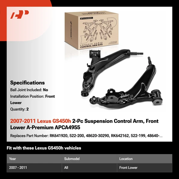 2007-2011 Lexus GS450h 2-Pc Suspension Control Arm, Front Lower A-Premium APCA4955