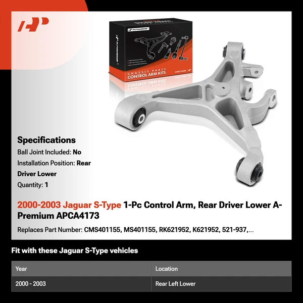 2000-2003 Jaguar S-Type 1-Pc Control Arm, Rear Driver Lower A-Premium APCA4173