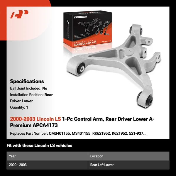 2000-2003 Lincoln LS 1-Pc Control Arm, Rear Driver Lower A-Premium APCA4173